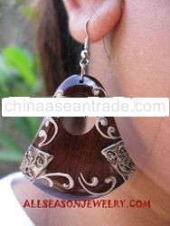 Handpainted wood earring