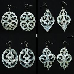 earring with stainless steell art carving model