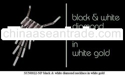 SUN0022 NP - Blank and white diamond necklace in white gold