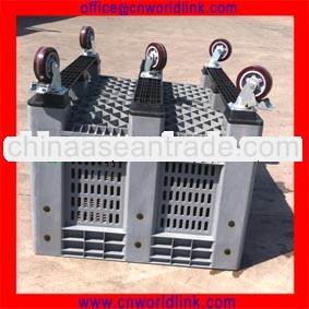 1000kgs Heavy Duty Mesh Plastic Rolling Pallet Trolley