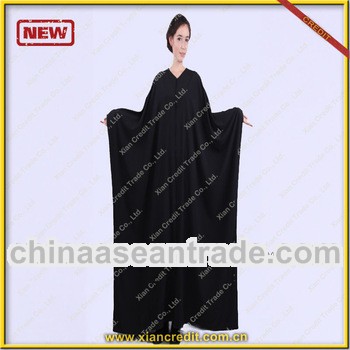 100% cotton balck lady abaya KDTE017