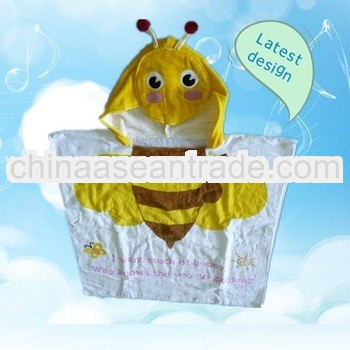 100% cotton kids hooded poncho towel