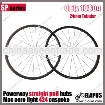 1080g/pair! Lightest 24mm 700c tubular bicycle road bike wheel Straight pull