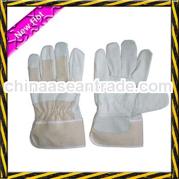 10.5'' Reinforent plam cow grain leather safety gloves with canvas cuff