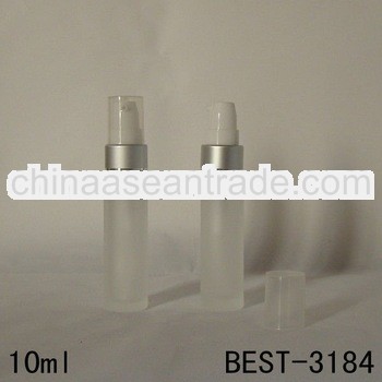 10ml frosted glass bottle with silver cap with white pump sprayer
