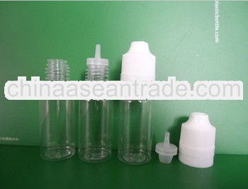 10ml plastic transparent empty e liquid bottles with childproof & tamper evident cap long thin d
