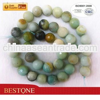 10mm Faceted Round Amazonite Beads