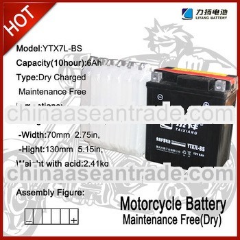 12V6AH motorcycle battery with good quality (scooter battery)