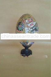 Wooden Goose Egg with "Barong Dance"