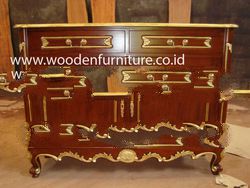 French Style Buffet Mahogany Painted Commode Classic Wooden Cabinet Antique Reproduction Side Board 