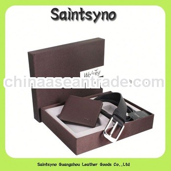 13017 Genuine leather wallet belt gift set