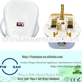 13Amp BS1363 Fused Assembly The Three Pin Plug With Light