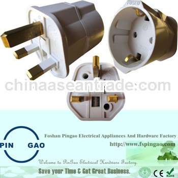 13Amp Euro Fused To Uk Travel Power Adapters
