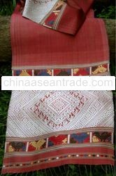 Silk Scarf / Shawl - Red and Patterned