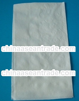 15'' *17" ,2ply,14 gsm 1/8 fold embossed white fold paper napkins for restaurants