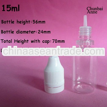 15ml clear pet plastic eliquid bottle triangle blind mark childproof tamper cap