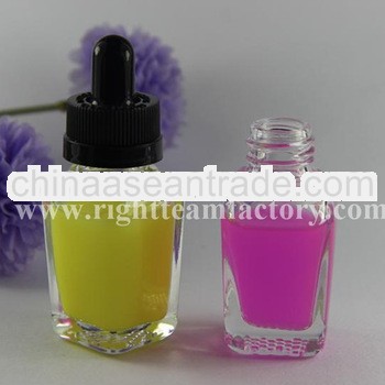 15ml square clear fancy glass bottles with childproof dropper