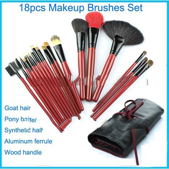 18pcs Makeup Brush Set Professional Manufacturer China Red