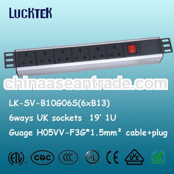 19inch 1U British 6 Ways PDU with CE ROHS
