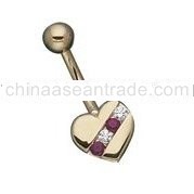 Set Gold Heart Belly Button Ring