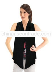 Drape-Front Sleeveless Shawl Cardigan Drape our shawl cardigan over any bandeau top or strapless dre