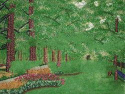 Gems painting made by Burmese Mogok real gems and jade form