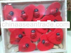 Mini Cartoon Red Heart love Lady Bird Wooden cute Clips folders holder