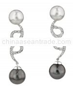Two-Pearl South Sea Pearl & Diamond Opera Earrings