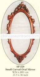 Small Carved Oval Mirror Mahogany Indoor Furniture.