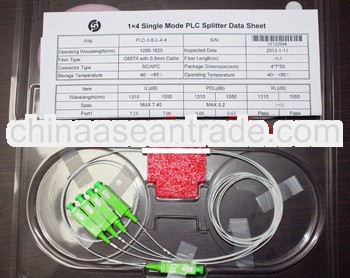 1x4 Single Mode Optic Fiber PLC Splitter