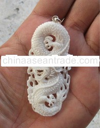 Dragon in Buffalo Bone Balinese Carved Pendant
