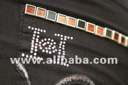 Red-Black Leopard Mirror work on Black Jeans