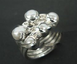 RFMN0032 - Sterling Silver Ring Contemporary with White Fresh Water Pearl