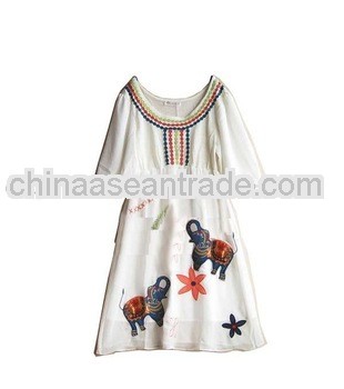 2011 women embroidered cotton causual dresses