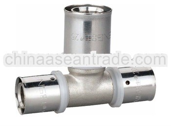 2012 Hot-sale pe(x)-al-pe(x) multilayer pipe brass press fitting reducing tee