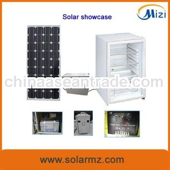 2012 Newest design DC 12V 178L solar display compressor refrigerator glass door without electric pop