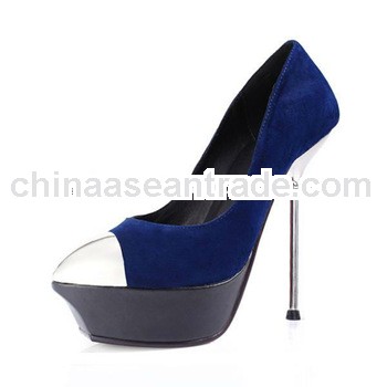 2012 fashion ladies party high heels,Suede Spell color Metal Root Pump D078