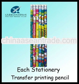 2012 hot sales 7inch HB heat Transfer printing/printed office using pencil with eraser