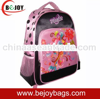 2012 satin high quality girls school bag backpack