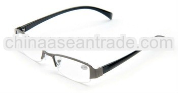 2012 silver half frame spring hinge reading glasses