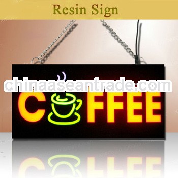2013 Alibaba new product customized acrylic cafe led sign for advertising and promotion