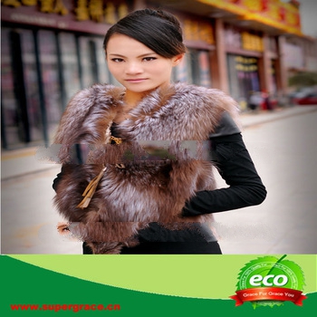 2013 Best Seller Fancy Beauty Smooth Crystal Fox Whole Skin Waistcoat