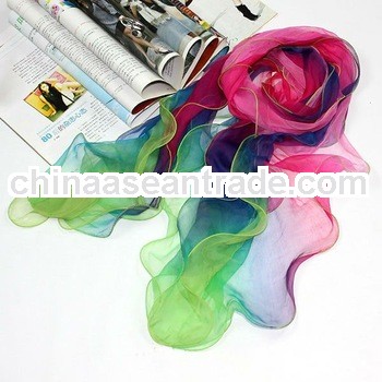 2013 Fashion Ladies Bright-color Chiffon Promotional Scarf