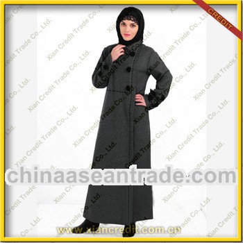 2013 Gray worsted flannel modern islamic clothing with knitting wool embroidered