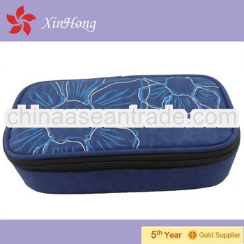 2013 High quality New style blue fabric zipper pencil bag