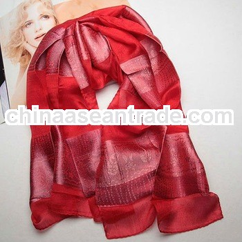 2013 Latest fashion shawls long women silk red scarf