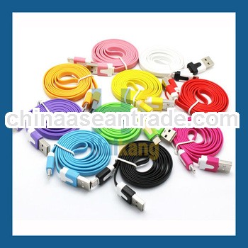 2013 New Arrival Colorful Flat Noodle Usb Cable for Iphone5