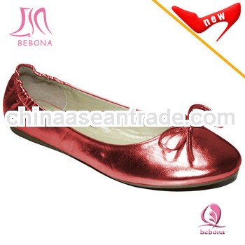 2013 New Fashion Casual Shoes Red Metallic PU ballerina