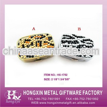 2013 New Product HX-1752 2 Case Leopard Crystal Cheap Pill Box
