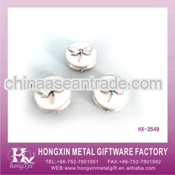 2013 New Product HX-3549 Round Dragonfly Metal Alarm Pill Box